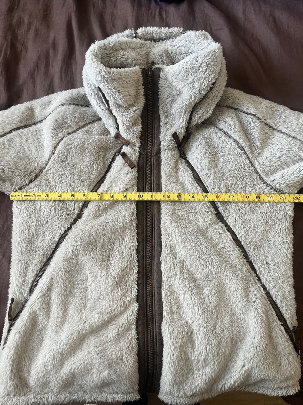 KÜHL Flight Fleece Hooded Jacket Women's Extra Large XL Stone Sherpa Zip Up - Picture 12 of 13